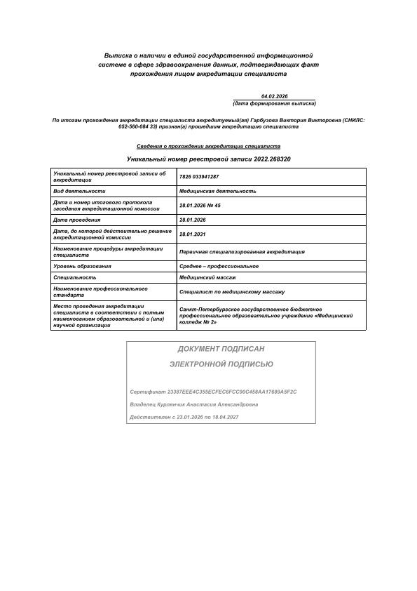 Гарбузова Виктория Викторовна